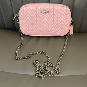 NWOT COACH Pink Silver Chain Quilt Crossbody Bag